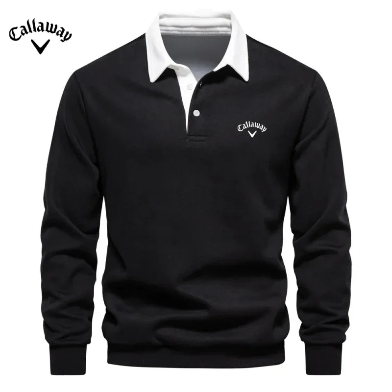 Embroidered Pure Cotton Long Sleeved Polo Shirt f