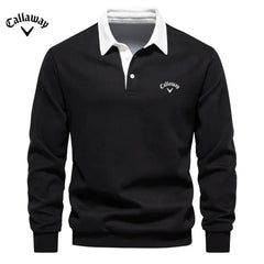 Embroidered Pure Cotton Long Sleeved Polo Shirt f