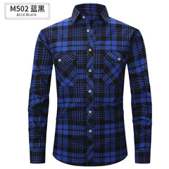 Brushed Plaid Cotton Long Sleeve Shirt