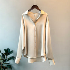 Overshirt Satin Female Clothing Elegant Style Luxury Designer Blouse