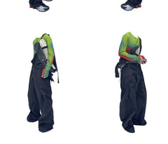 Niche Designer Model Removable Zipper Stitching Paratrooper Pants