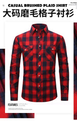 Brushed Plaid Cotton Long Sleeve Shirt