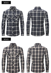 Brushed Plaid Cotton Long Sleeve Shirt