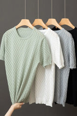 Men Knitwear 100% Cotton Sweater Pullover O-Neck