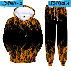 Colorful Flame 3D Print kids Tracksuit Set Casual Hoodie+Pants 2pcs Sets