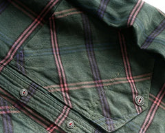 Workwear Plaid Washed Distressed Lapel Versatile Long Sleeve Shirt