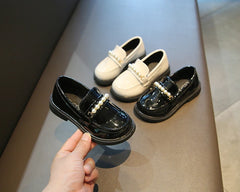 Leather Kids Black Loafers Slip-on Children