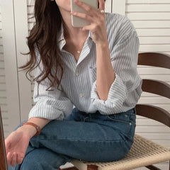 Polo Collar Striped Shirt