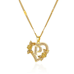 A-Z Alphabet Heart Necklaces Stainless Steel Necklace