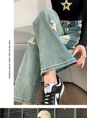 Velvet Slim Fit Straight Leg Denim Jeans