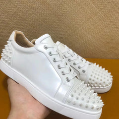 Real Leather Flats Rivets Shoes Quality Trainers Crystal Spiked
