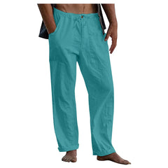 Cotton Linen Large Size white Straight trousers