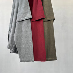 Dirty, dyed and worn fake two long-sleeved T-shirts