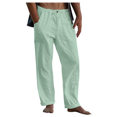 Cotton Linen Large Size white Straight trousers