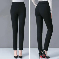 High Waist Casual Stretch Pockets Solid Color Match Top Slim Fit