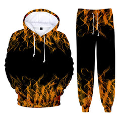 Colorful Flame 3D Print kids Tracksuit Set Casual Hoodie+Pants 2pcs Sets