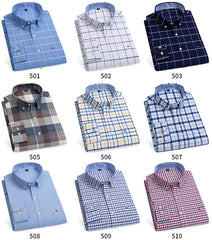 100% Pure Cotton Oxford Long Sleeve  Plaid Shirt