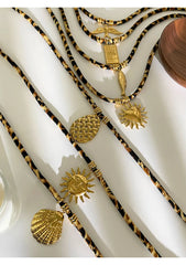 Vintage Gold Plated Heart Sun Pendant Necklace