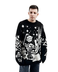 Vintage Knitted Sweater Jumper Winter Unisex Cotton Pullover Streetwear