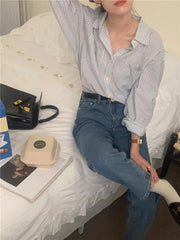 Polo Collar Striped Shirt