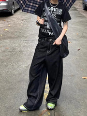 Vintage Embroidery Black Jeans Women