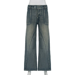 Vintage Washed Loose Fit Jeans Casual Denim Pants