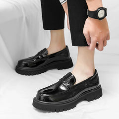 Mocassin Patent Leather with Thick Soles Loafers Slip on Shoe Breathable