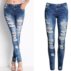 Designer Denim Waist Ripped Jeans