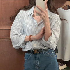 Polo Collar Striped Shirt