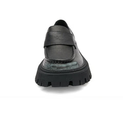 British Style Concise Thick High Heels Genuine Leather Shoes