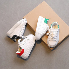 Soft White Boys Sports Shoes Lace-up Light Sneakers for Girls Versatile