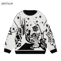 Vintage Knitted Sweater Jumper Winter Unisex Cotton Pullover Streetwear