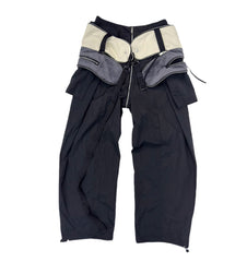 Niche Designer Model Removable Zipper Stitching Paratrooper Pants