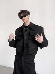 Padded Shoulder Jacket  American Retro Cotton Coat