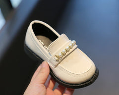 Leather Kids Black Loafers Slip-on Children