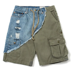 Old Ripped Workwear Fifth Pants Stitching Men's Overalls