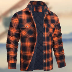 Lapel plaid thick shirt