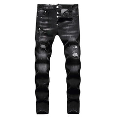 Cotton Skinny Denim  Holes Jeans