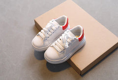 Soft White Boys Sports Shoes  Lace-up Light Sneakers