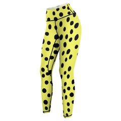 Lemon Black Dots Pattern Leggings