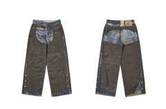 Leather Digitally Printed Jeans Distressed Y2k Men’s Jeans Motorcycle Jeans