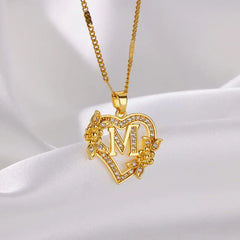 A-Z Alphabet Heart Necklaces Stainless Steel Necklace