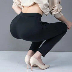High Waist Casual Stretch Pockets Solid Color Match Top Slim Fit