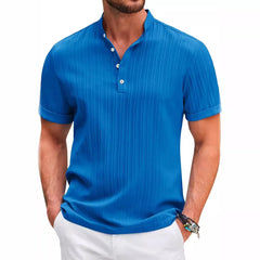 High-end Embroidered Cotton and Linen Striped Breathable T-shirt