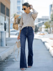 High-waist wide-leg slim-fit trumpet Denim trousers