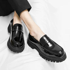 Mocassin Patent Leather with Thick Soles Loafers Slip on Shoe Breathable