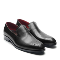 Italian Red Lining Loafers Genuine Leather Slip-on Shoes