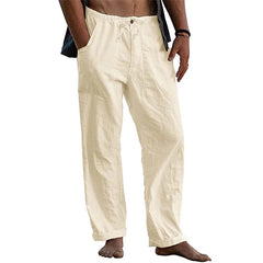 Cotton Linen Large Size white Straight trousers