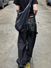 Vintage Embroidery Black Jeans Women