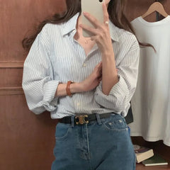 Polo Collar Striped Shirt